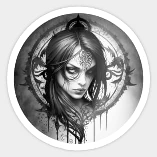 Gothic Woman Art Portrait Sticker